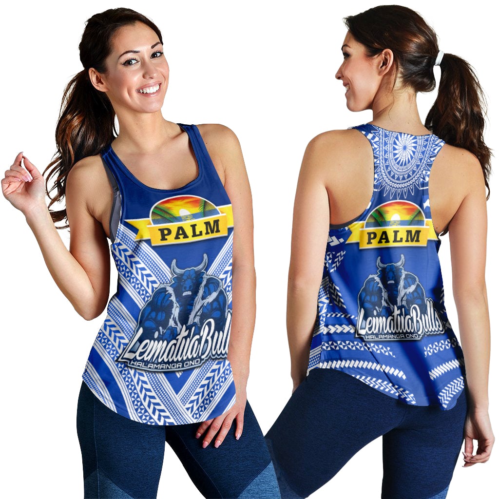 Mate Ma'a Tonga Women Racerback Tank Leimatu'a Bulls Creative Style Blue LT8 - Wonder Print Shop