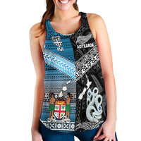 New Zealand Maori Aotearoa Fiji Tapa Together Women Racerback Tank Black LT8 - Wonder Print Shop
