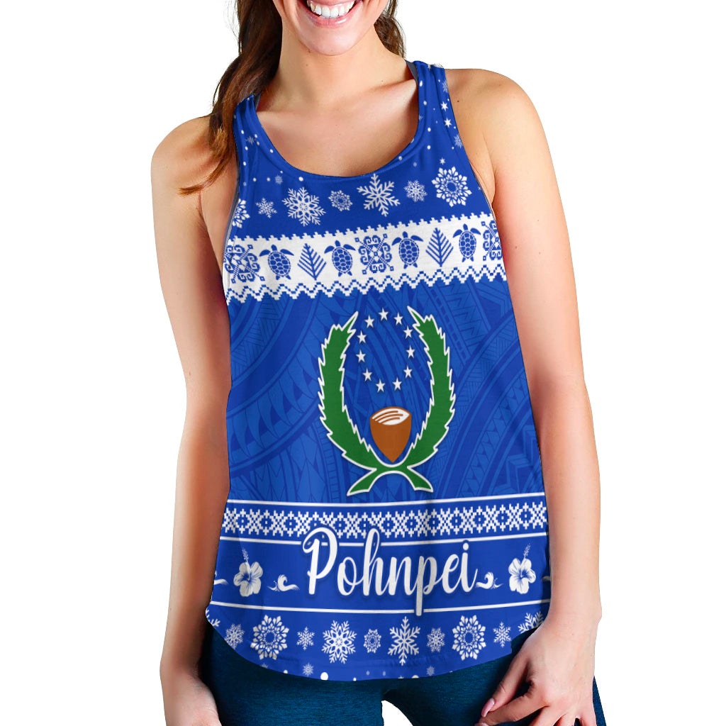 (Custom Personalised) FSM Pohnpei Christmas Women Racerback Tank Simple Style LT8 - Wonder Print Shop