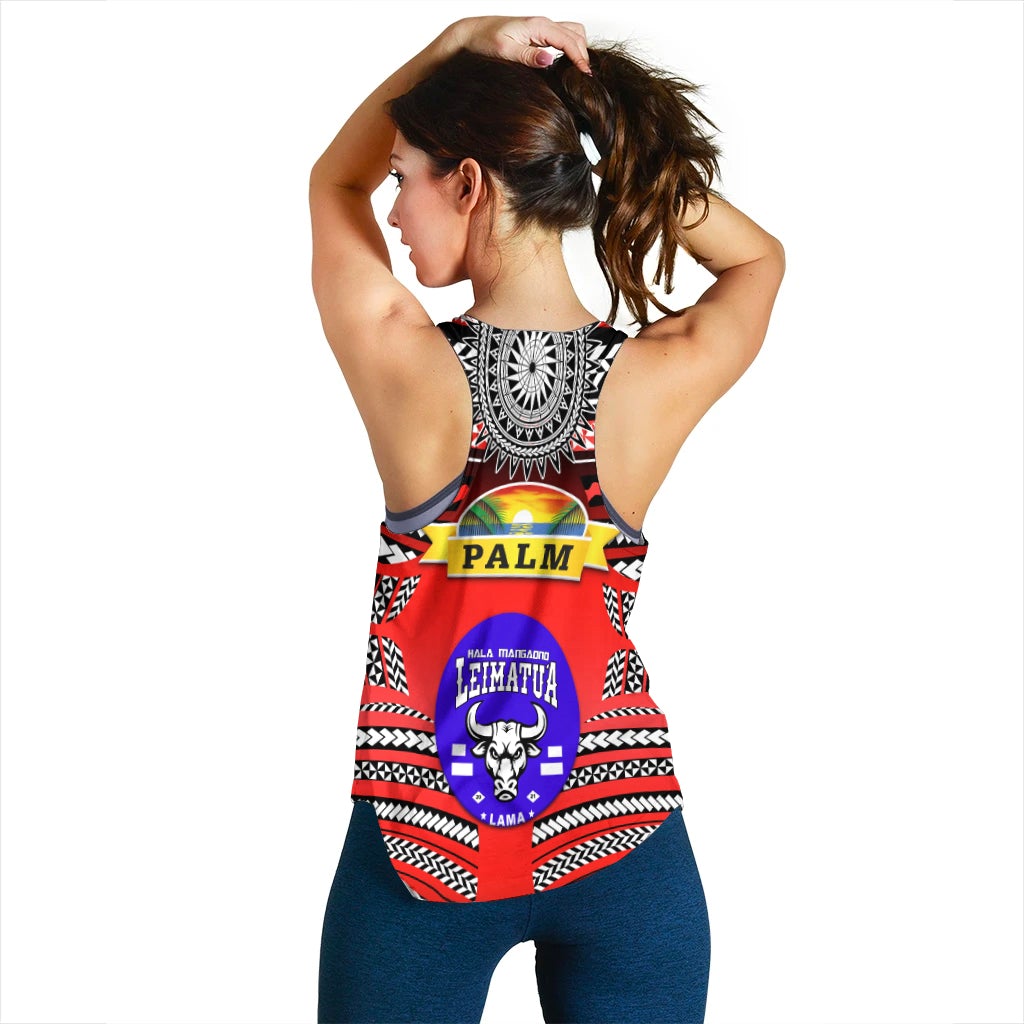 Mate Ma'a Tonga Women Racerback Tank Leimatu'a Bulls Creative Style Red NO.1 LT8 - Wonder Print Shop