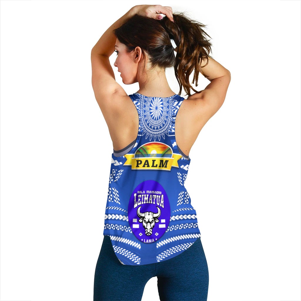 Mate Ma'a Tonga Women Racerback Tank Leimatu'a Bulls Creative Style Blue NO.1 LT8 - Wonder Print Shop