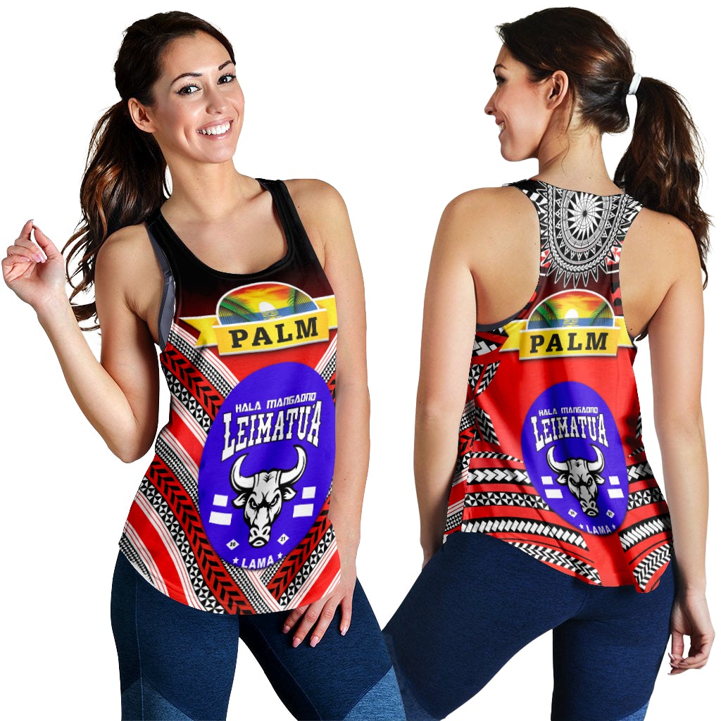 Mate Ma'a Tonga Women Racerback Tank Leimatu'a Bulls Creative Style Red NO.1 LT8 - Wonder Print Shop
