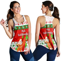 Hawaii Christmas Women Racerback Tank Santa Claus Surfing Simple Style - White LT8 - Wonder Print Shop