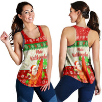 Hawaii Christmas Women Racerback Tank Santa Claus Surfing Simple Style - Beige Red LT8 - Wonder Print Shop
