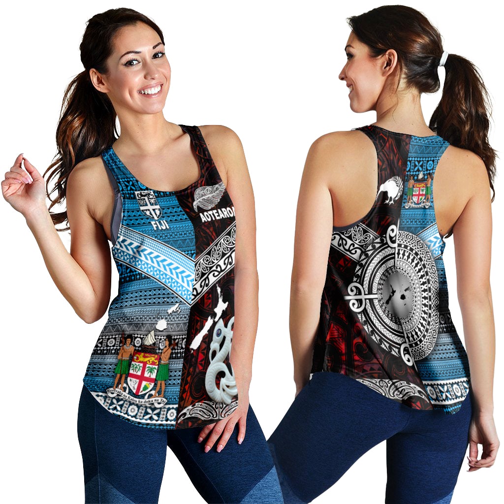 New Zealand Maori Aotearoa Fiji Tapa Together Women Racerback Tank Red LT8 - Wonder Print Shop