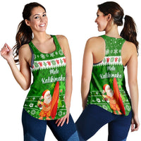 Hawaii Christmas Women Racerback Tank Santa Claus Surfing Simple Style - Green LT8 - Wonder Print Shop