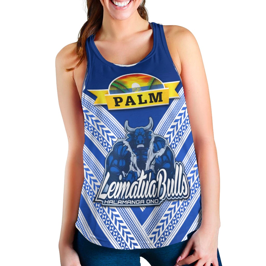 Mate Ma'a Tonga Women Racerback Tank Leimatu'a Bulls Creative Style Blue LT8 - Wonder Print Shop
