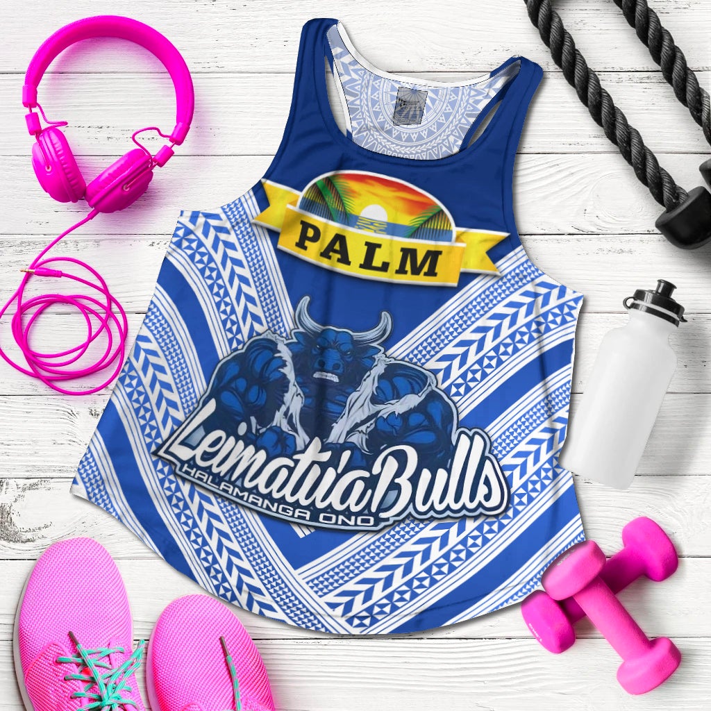 Mate Ma'a Tonga Women Racerback Tank Leimatu'a Bulls Creative Style Blue LT8 - Wonder Print Shop