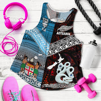 New Zealand Maori Aotearoa Fiji Tapa Together Women Racerback Tank Red LT8 - Wonder Print Shop