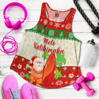 Hawaii Christmas Women Racerback Tank Santa Claus Surfing Simple Style - Beige Red LT8 - Wonder Print Shop