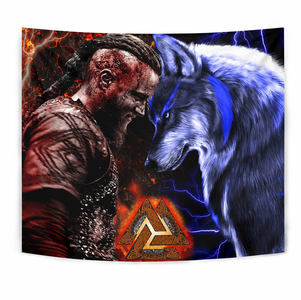 Viking Tapestry - Ragnar and Wolf RLT12 - Wonder Print Shop