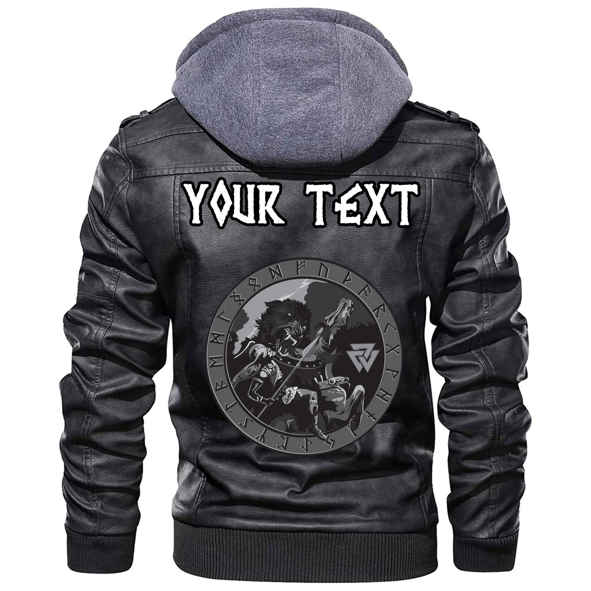 (Custom) Wonder Print Shop - Ragnarok Battle Of The God Odin With The Wolf Fenrir Leather Jacket RLT12 - Wonder Print Shop