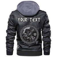 (Custom) Wonder Print Shop - Ragnarok Battle Of The God Odin With The Wolf Fenrir Leather Jacket RLT12 - Wonder Print Shop