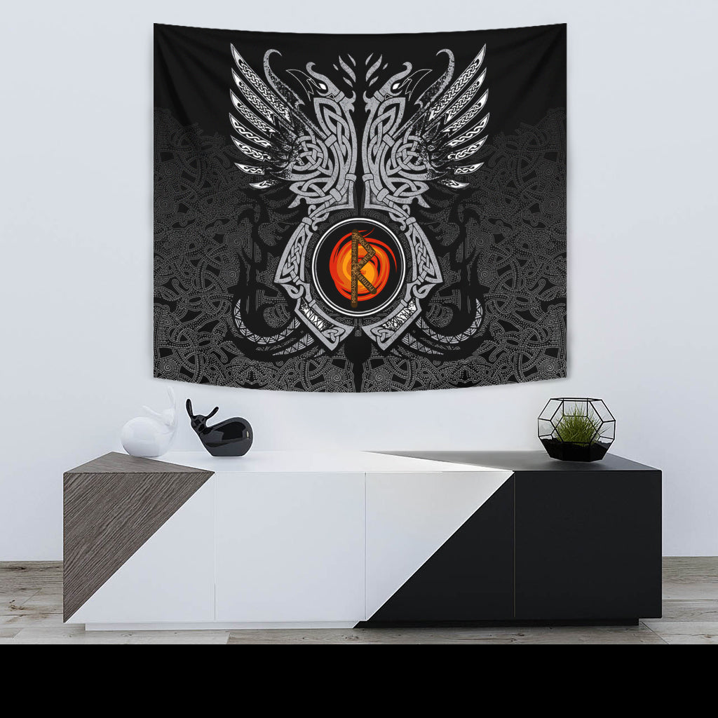 Viking Tapestry - Raido Rune, Raven Tattoo RLT12 - Wonder Print Shop