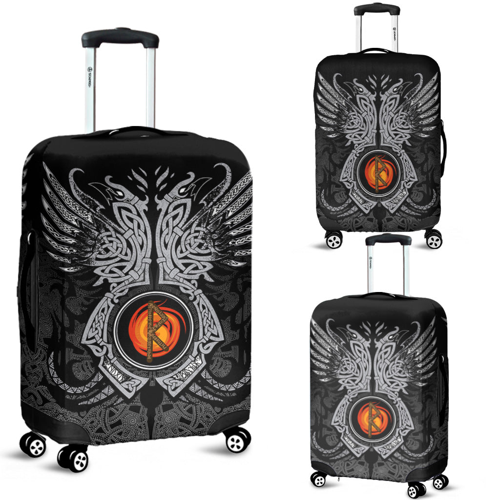 Viking Luggage Cover - Raido Rune, Raven Tattoo RLT12 - Wonder Print Shop