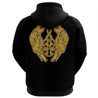 Viking Clothing Viking Raven Catching Sun Reflection Celtic Knot Black and White Hoodie RLT12 - Wonder Print Shop