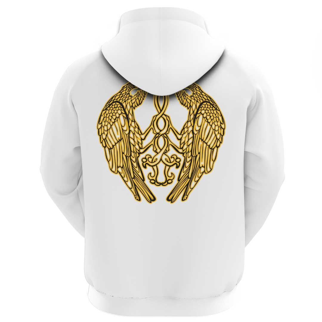 Viking Clothing Viking Raven Catching Sun Reflection Celtic Knot Black and White Hoodie RLT12 - Wonder Print Shop