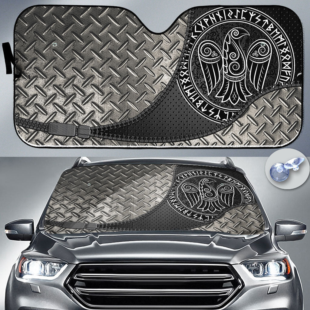 viking-auto-sun-shades-raven-in-celtic-scandinavian-style-and-norse-runes-auto-sun-shades