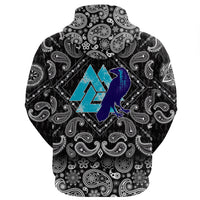 Viking Hoodie Raven Skull and Valknut Symbol with Bandana Paisley Style RLT12 - Wonder Print Shop