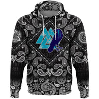 Viking Hoodie Raven Skull and Valknut Symbol with Bandana Paisley Style RLT12 - Wonder Print Shop