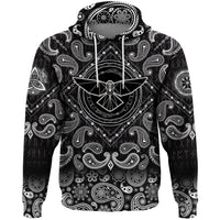 Viking Hoodie Raven With Open Wings Against Sacred Sign Of Vikings with Bandana Paisley Style RLT12 - Wonder Print Shop