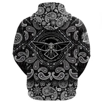 Viking Hoodie Raven With Open Wings Against Sacred Sign Of Vikings with Bandana Paisley Style RLT12 - Wonder Print Shop
