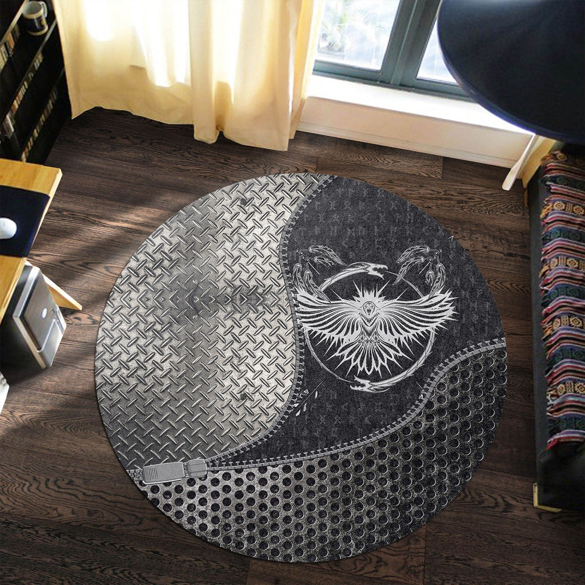 viking-carpet-raven-with-open-wings-sacred-sign-of-viking-round-carpet