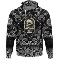 Viking Hoodie Raven and Skull with Bandana Paisley Style RLT12 - Wonder Print Shop