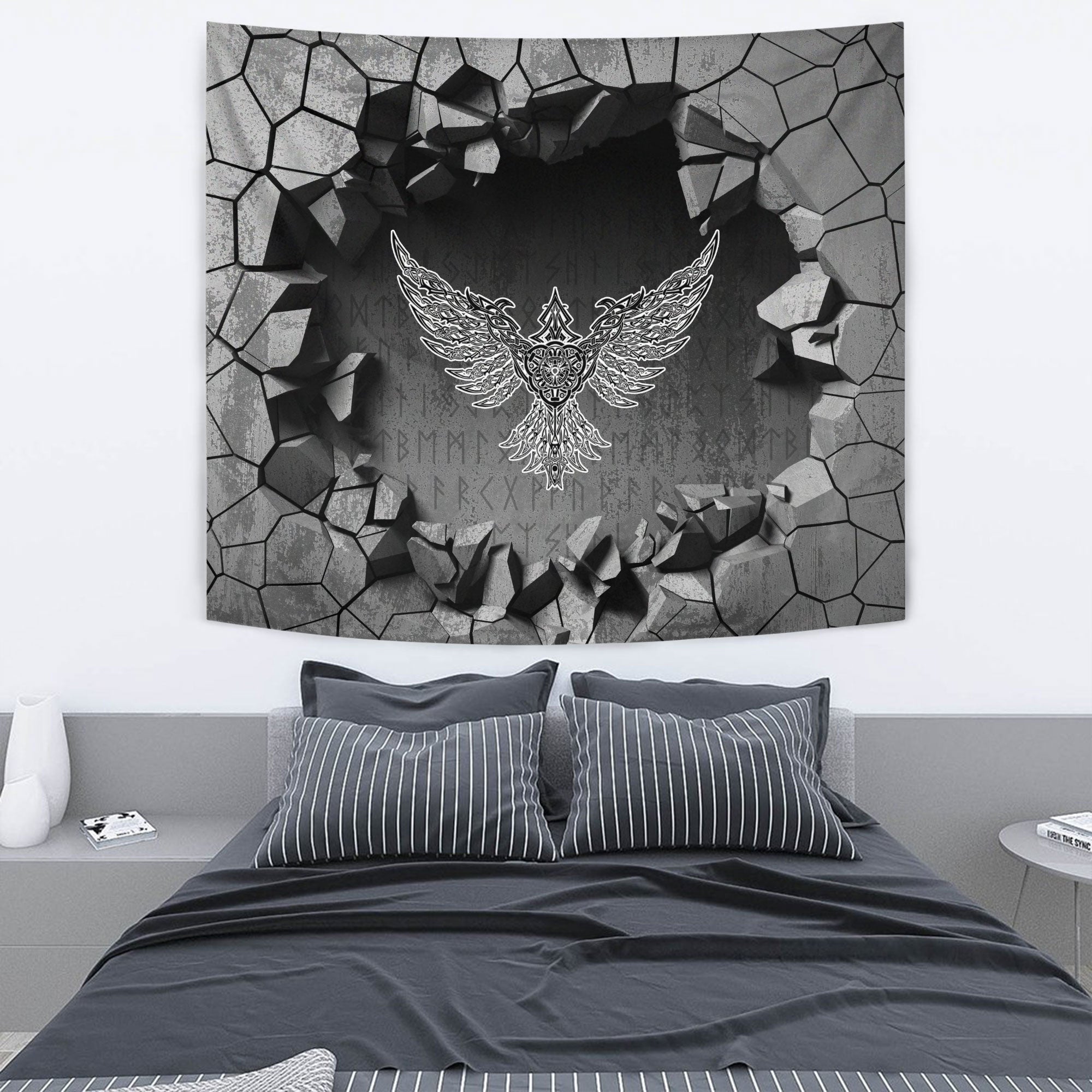 Viking Tapestry - Raven Art Inspired Moves Drawn As A Tapestry RLT12 - Wonder Print Shop