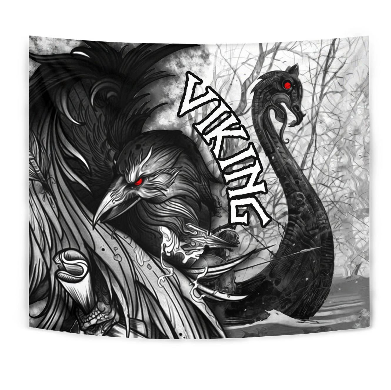 Viking Tapestry - Raven and Drakkar RLT12 - Wonder Print Shop