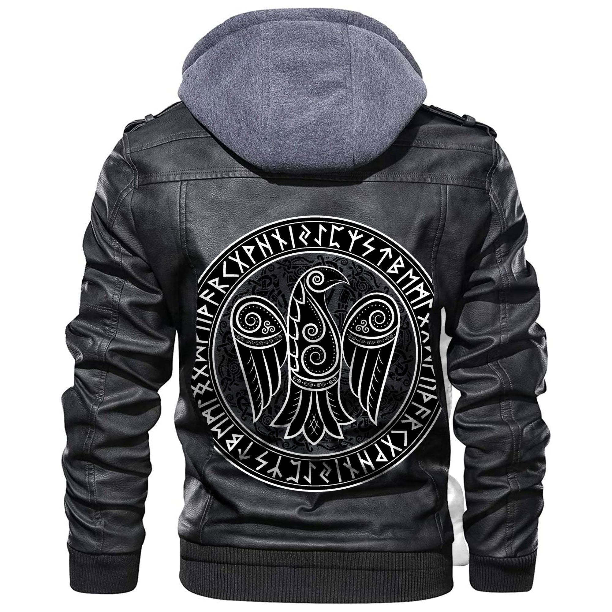 Viking Raven In Celtic Scandinavian Style and Norse Runes Leather Jacket RLT12 - Wonder Print Shop