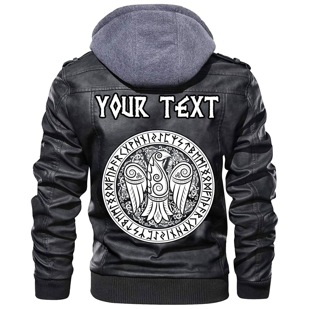 (Custom) Wonder Print Shop - Raven In Celtic Scandinavian Style And Norse Runes Leather Jacket RLT12 - Wonder Print Shop