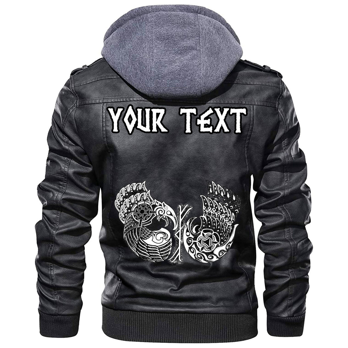 (Custom) Wonder Print Shop - Raven Symbol Leather Jacket RLT12 - Wonder Print Shop