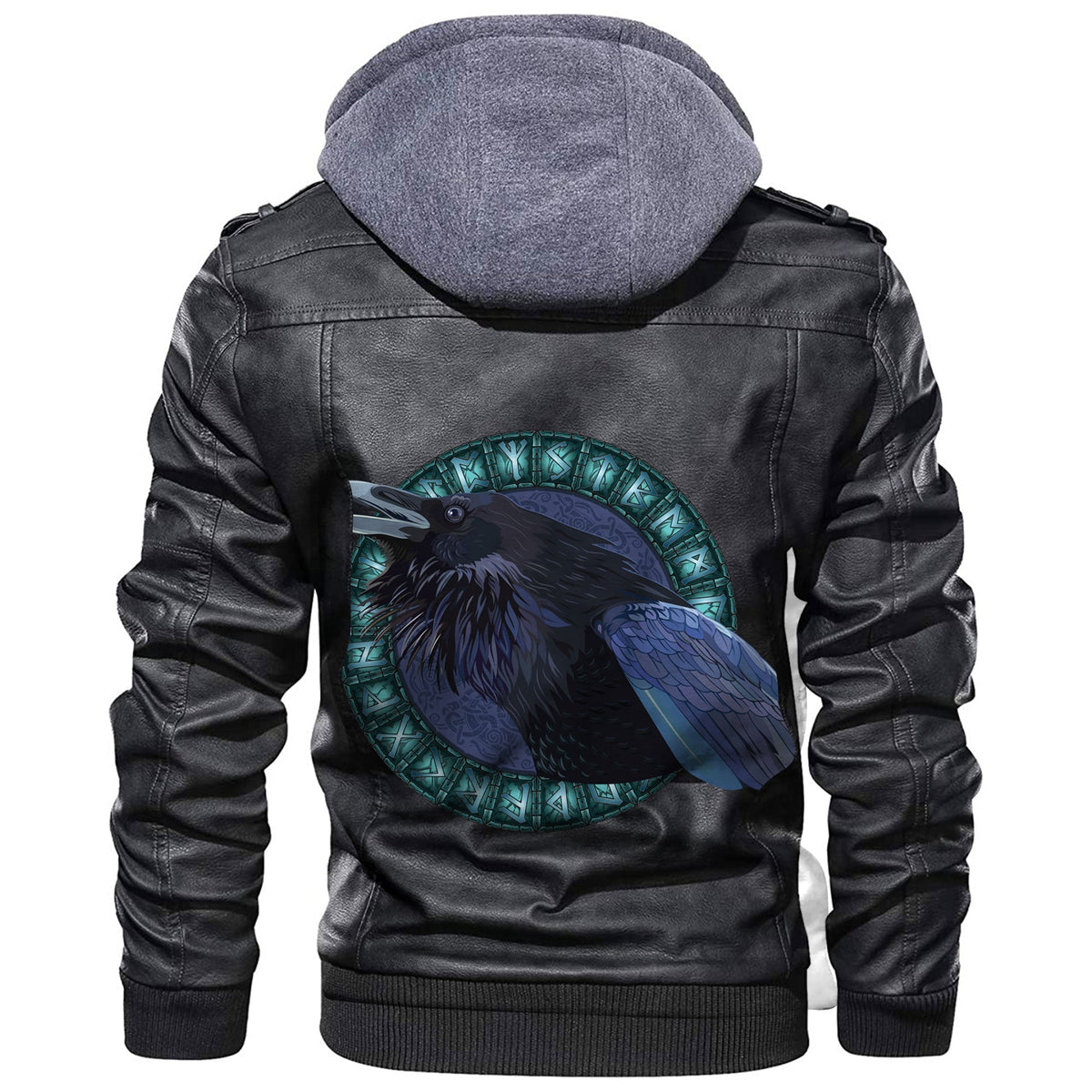Viking Raven and Runes Leather Jacket RLT12 - Wonder Print Shop