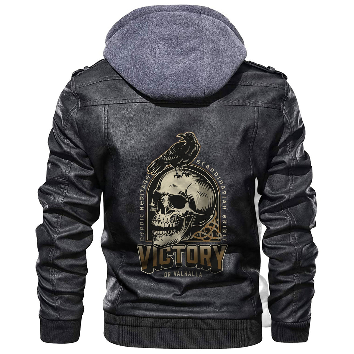 Viking Raven and Skull Leather Jacket RLT12 - Wonder Print Shop