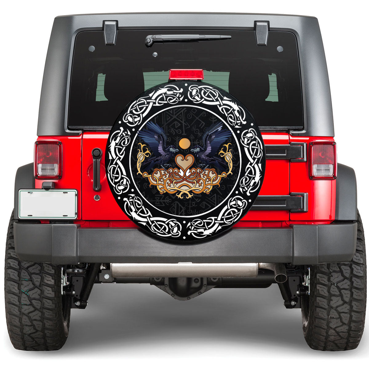 Viking Ravens In Love Celtic Ornament Colorful Viking Spare Tire Cover RLT12 - Wonder Print Shop