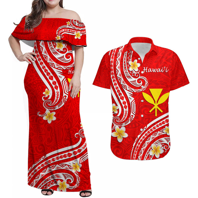Hawaii Matching Hawaiian Shirt And Dress Red Polynesian Line Style LT9 - Wonder Print Shop