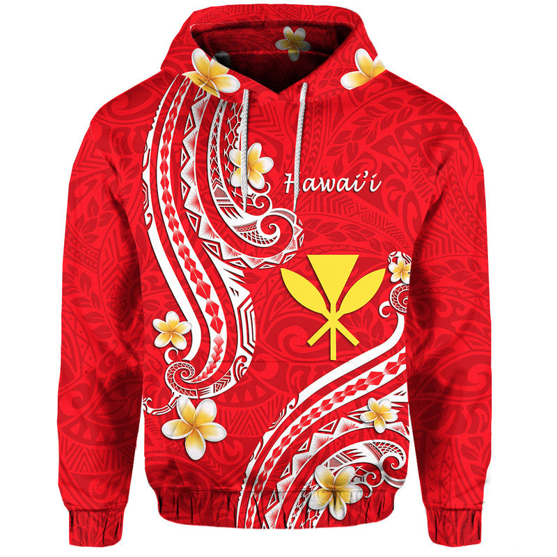 Hawaii Hoodie Red Polynesian Line Style - Wonder Print Shop