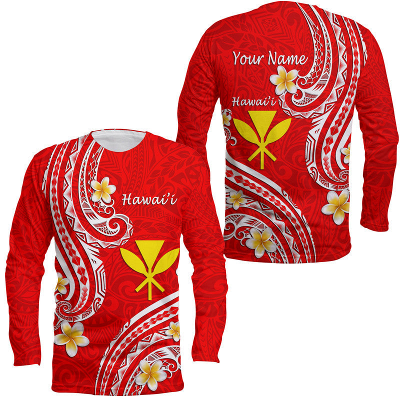 Custom Personalised Hawaii Long Sleeve Shirt Red Polynesian Line Style - Wonder Print Shop
