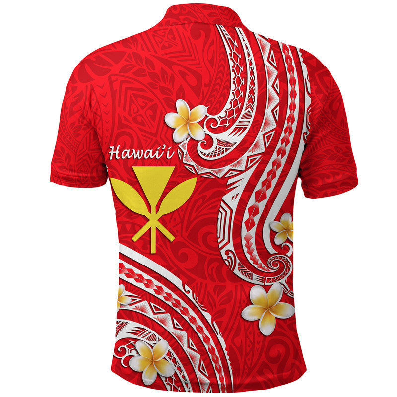 Hawaii Polo Shirt Red Polynesian Line Style - Wonder Print Shop