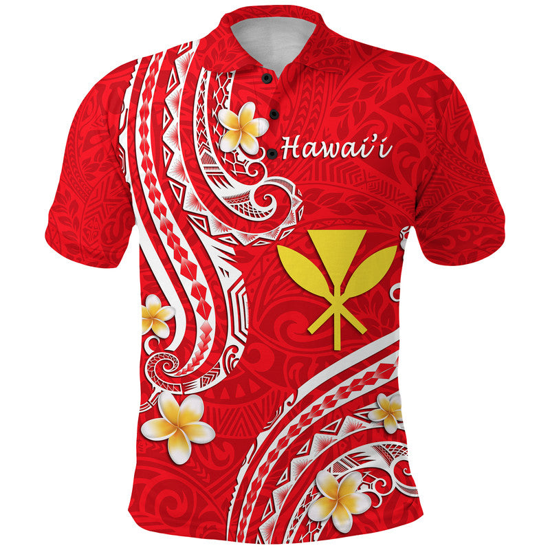 Custom Hawaii Polo Shirt Red Polynesian Line Style - Wonder Print Shop