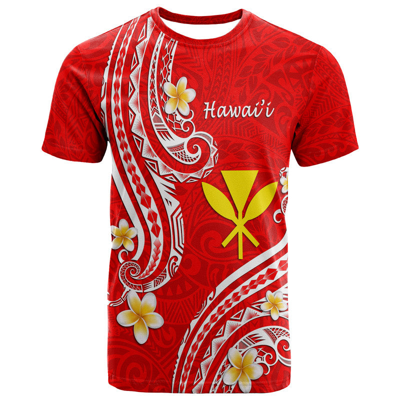 Hawaii T Shirt Red Polynesian Line Style - Wonder Print Shop