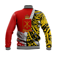 Tonga Terra Marique Baseball Jacket Red Polynesian Minimalist Style LT9 - Wonder Print Shop