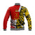 Custom Personalised Tonga Terra Marique Baseball Jacket Red Polynesian Minimalist Style LT9 - Wonder Print Shop