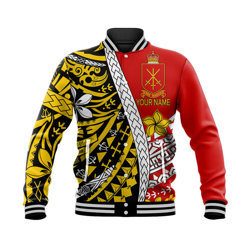 Custom Personalised Tonga Terra Marique Baseball Jacket Red Polynesian Minimalist Style LT9 - Wonder Print Shop