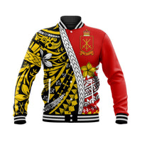 Tonga Terra Marique Baseball Jacket Red Polynesian Minimalist Style LT9 - Wonder Print Shop