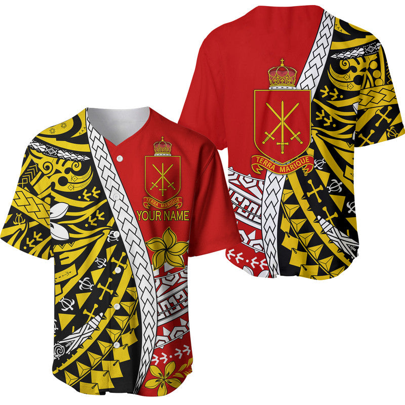 Custom Personalised Tonga Terra Marique Baseball Jersey Red Polynesian Minimalist Style LT9 - Wonder Print Shop