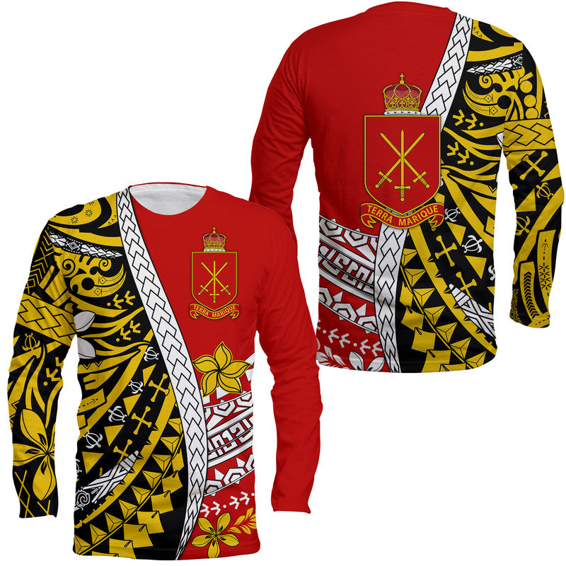 Tonga Terra Marique Long Sleeve Shirt Red Polynesian Minimalist Style - Wonder Print Shop