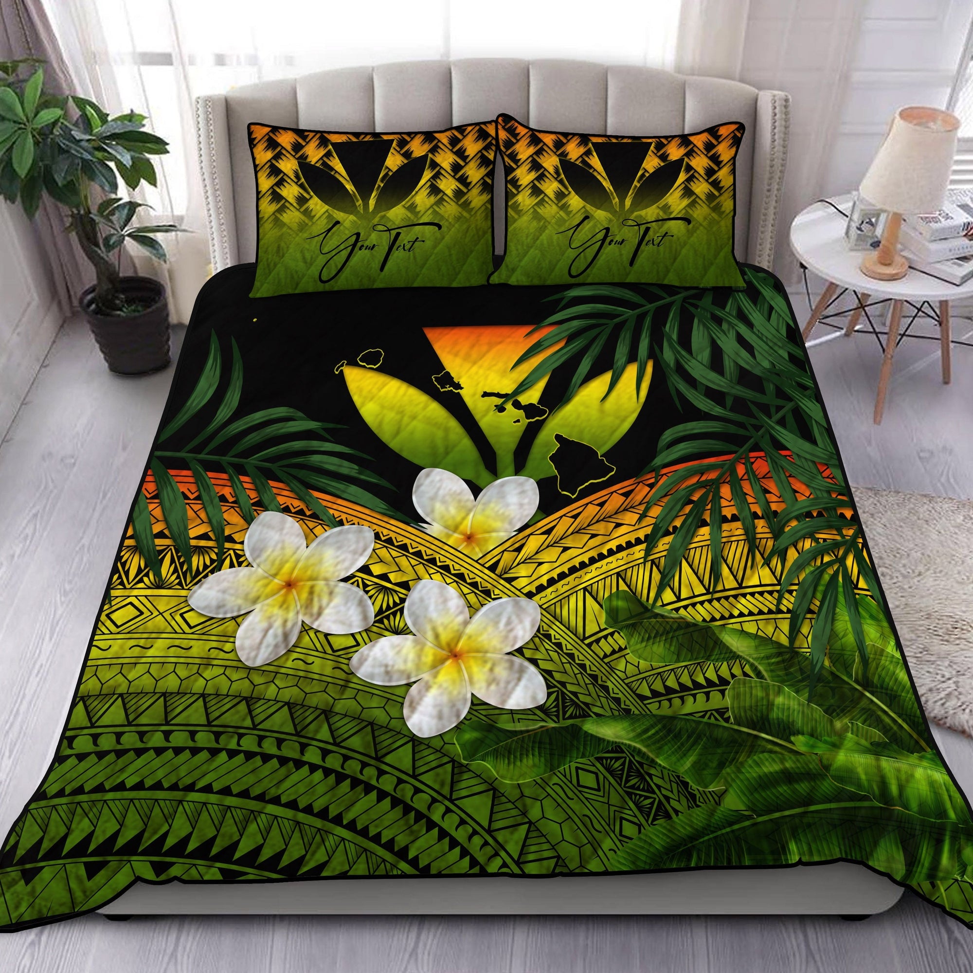custom-kanaka-maoli-hawaiian-quilt-bed-set-polynesian-plumeria-banana-leaves-reggae-personal-signature