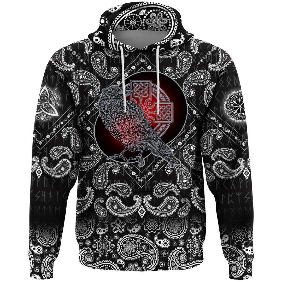 Viking Hoodie Reven Triskele with Bandana Paisley Style RLT12 - Wonder Print Shop